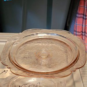 Depression Glass Peach/Pink Vintage Cake Platter